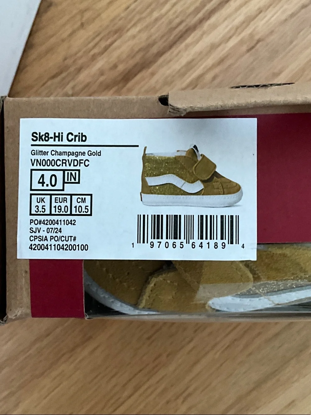 Vans Infant Gold Glitter and White Old Skool Sneakers
